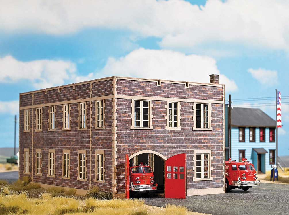 Clinker Block Fire Station -- Laser-Cut Wood Kit - 7-1/2 x 4-9/16 x 4-3/16" 19.1 x 11.6 x 10.6cm-3