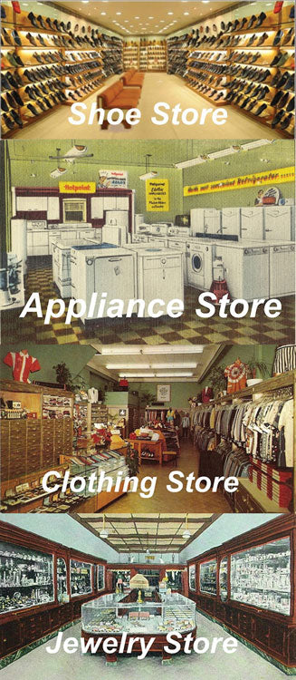 Shoe, Appliance, Jewelry and Clothing Picture Window Photo Interior 4-Pack -- Fits 3 to 3-1/2" 7.6 to 8.9cm Wide x 1-5/8" 4.1cm Building Storefront