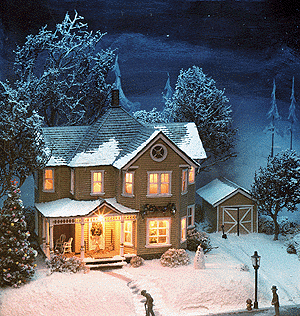 Gran'ma's House -- House: 5 x 5-1/4" 12.7 x 13.3cm; Garage: 2-1/2 x 1-3/4" 6.3 x 4.5cm