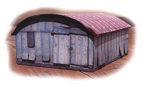 Sheet Metal Storage Building Precision Card Model Kit