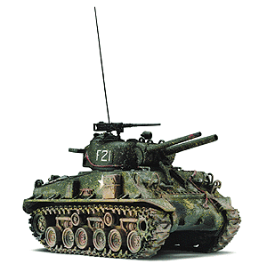 Forgotten Heroes(tm) - Military - US Marines, Korean War - Medium Tanks -- M4A3 HVSS POA-CWS-H5 Sherman w/Flame Thrower (Olive Green, white, weathered)