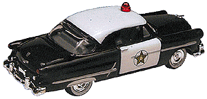 Mini Metals Emergency Police Vehicles (Assembled & Painted Diecast Metal) -- 1953 Ford Victoria 2-Door Hardtop Squad Car (black & white)