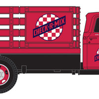 1960 Ford F-500 Stakebed Delivery Truck - Assembled - Mini Metals -- Purina Check-R-Mix (red, white, blue)