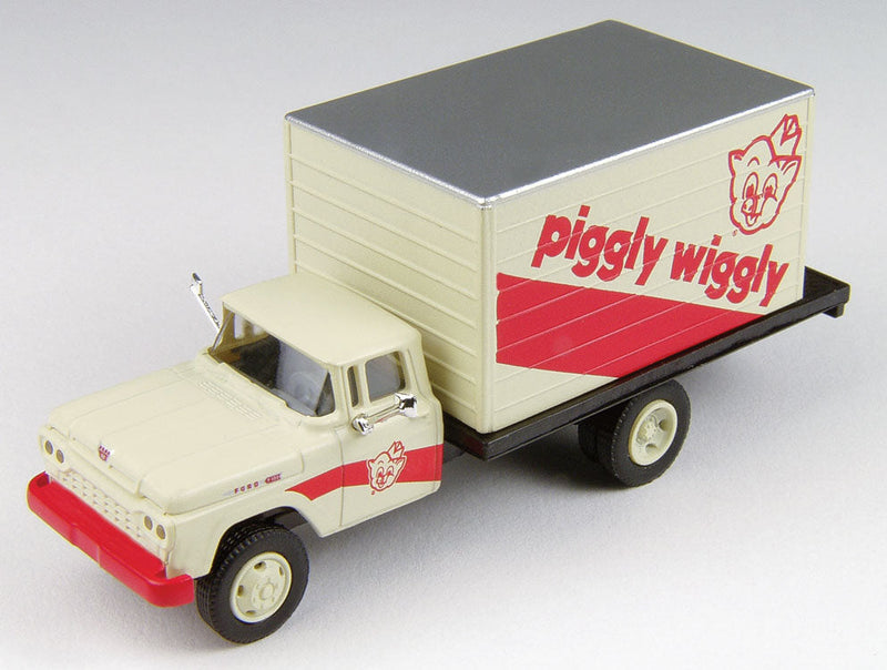 1960 Ford F-500 Box-Body Delivery Truck - Assembled - Mini Metals -- Piggly Wiggly (white, red)