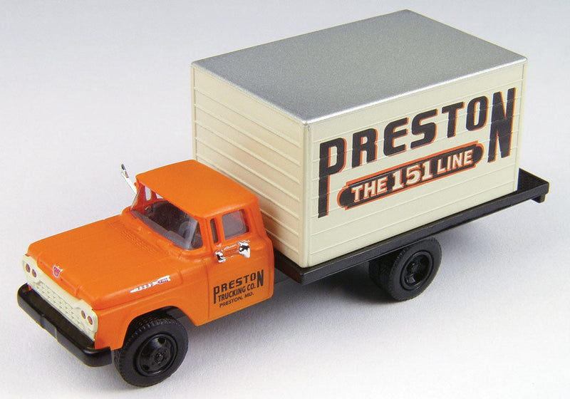 1960 Ford F-500 Box-Body Delivery Truck - Assembled - Mini Metals -- Preston (orange, white, black)