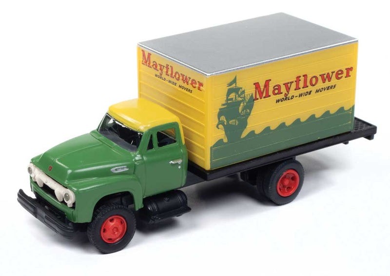 1954 Ford Box-Body Delivery Truck - Assembled - Mini Metals(R) -- Mayflower (green, yellow)-1