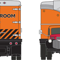 1941-1946 Chevrolet Tractor w/AeroVan Trailer - Assembled - Mini Metals(R) -- Mushroom Transportation (orange, black)