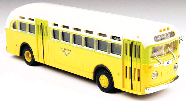 GMC TD 3610 Transit Bus - Assembled - Mini Metals(R) -- National City Lines (yellow, green, white; Destination: Los Angeles)