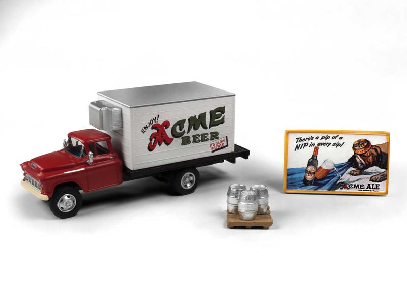 1955 Chevy Beer Truck with Kegs, Skid and Sign - Assembled -- Acme Beer-1
