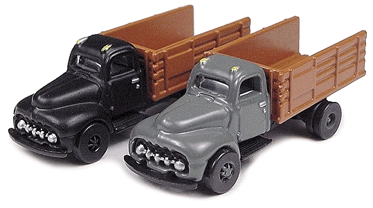 Mini Metal American Trucks - Ford (Diecast, Assembled & Painted; pkg(2) -- 1951 F6 Stake Truck (gray & black)