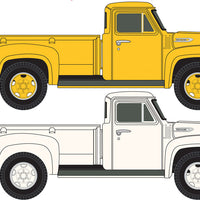 1954 Ford F250 Pickup Truck 2-Pack - Assembled - Mini Metals(R) -- Chrome Yellow & Sandstone White