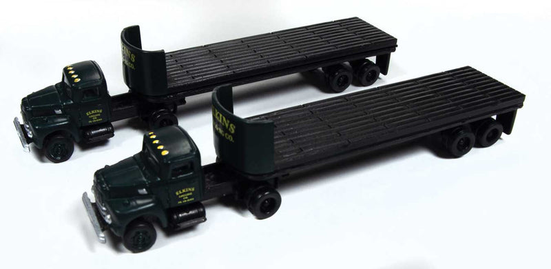 IH R190 Tractor with Flatbed Trailer Set 2-Pack - Assembled -- Elkins Logging Co