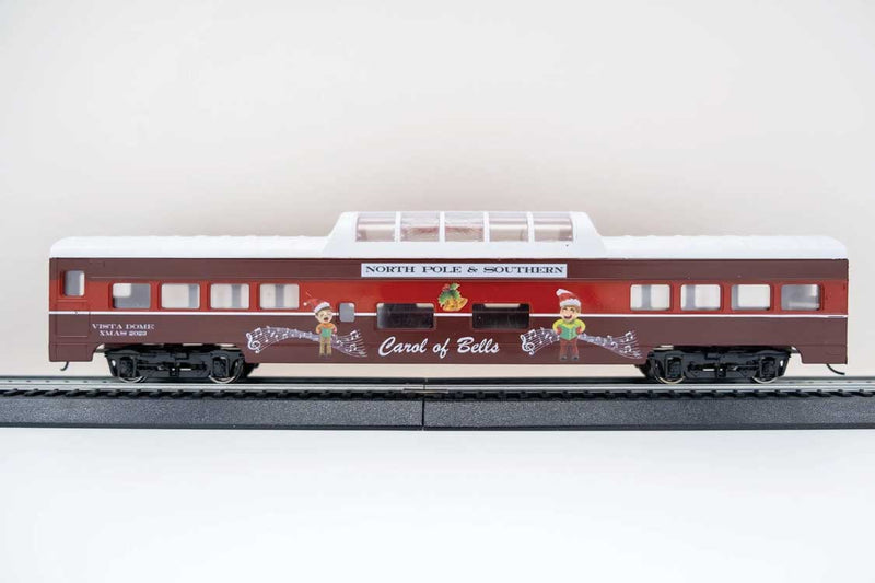 Mid-Train Dome Car - Ready-to-Run - 2023 Christmas Car -- North Pole & Southern (Santa; maroon, red, white; "Carol of Bells")