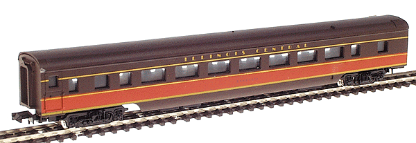 85' Streamlined Smoothside Coach -- Illinois Central (brown, orange)