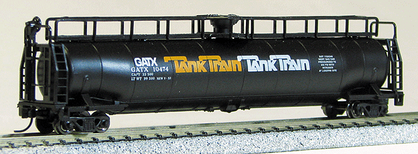 60' Modern Tank Car -- Tank Train (black w/orange & white lettering)