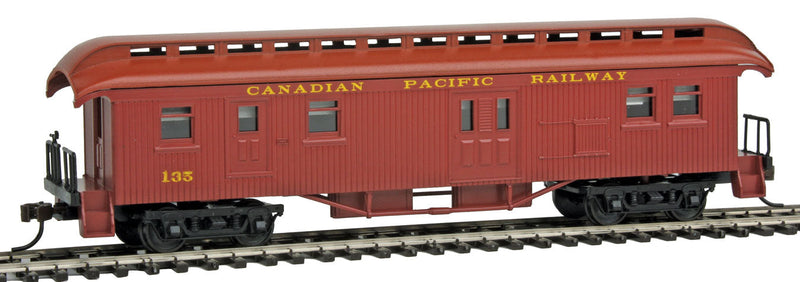 1880s Wood Open-Platform Baggage-RPO - Ready to Run -- Canadian Pacific #135 (red)