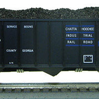 Greenville 100-Ton 12-Panel 3-Bay Hopper - Ready to Run -- Chattahoochee Industrial Railroad #6132 (black, white, red, blue)