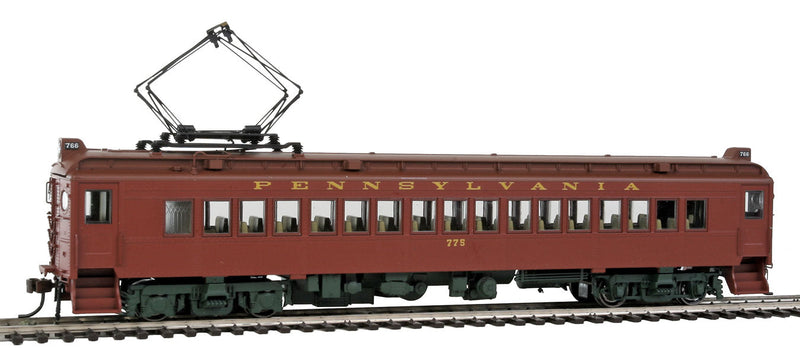 Electric Powered mP54 MU Coach w/Pantograph - Standard DC -- Pennsylvania Railroad (Pre-War Light Tuscan, Boxcar Red Roof, olive Trucks)
