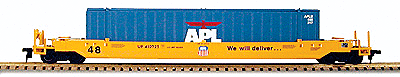 125-Ton Gunderson Container Car w/48' Container - Assembled w/Ez-Mate Couplers -- Union Pacific #410725 w/APL Container #APLU 480217