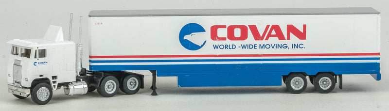 Tractor w/Trailer - Assembled -- Covan Moving (white, red, blue)