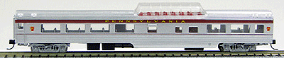 85' Smooth-Side Mid-Train Dome - Ready to Run w/Micro-Trains(R) Couplers -- Pennsylvania Railroad (Loewy Fleet of Modernism, red, tuscan Letterboard)