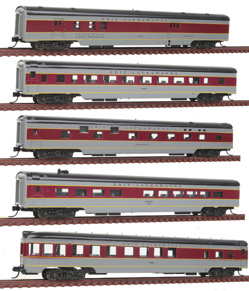 85' Smooth-Side 5-Car Set - Ready to Run w/Micro-Trains(R) Couplers -- Erie Lackawanna (gray, maroon, yellow)