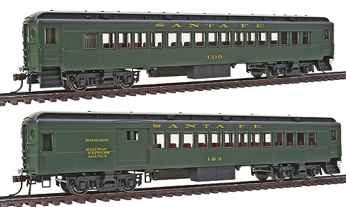 mPB54c Combine & mP54 Coach Set Assembled -- Santa Fe #1 (Pullman Green)