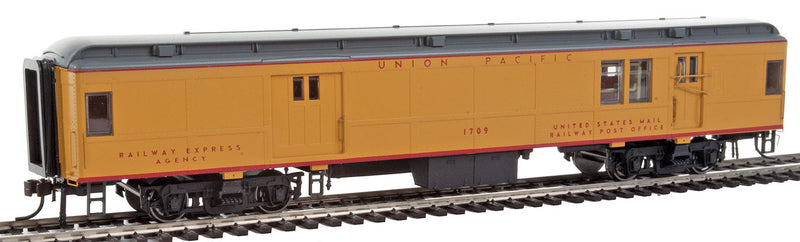 Heavyweight 65' Branchline Baggage/Railway Post Office w/Lights - Ready to Run -- Union Pacific #1709 (Armour Yellow, gray, red)