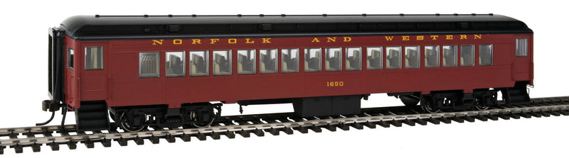 Heavyweight 65' Branchline Coach w/Lights - Ready to Run -- Norfolk & Western #1650 (Tuscan, black)