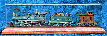 Train Display Case - Black Walnut Base -- 13 x 2-3/4 x 3-1/4"