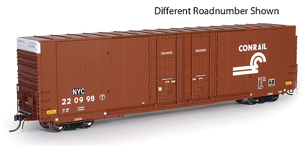 Greenville 60' Double Plug-Door Boxcar - Ready to Run -- Conrail NYC #221007 (NYC Restencilled for CR Takeover, Boxcar Red)