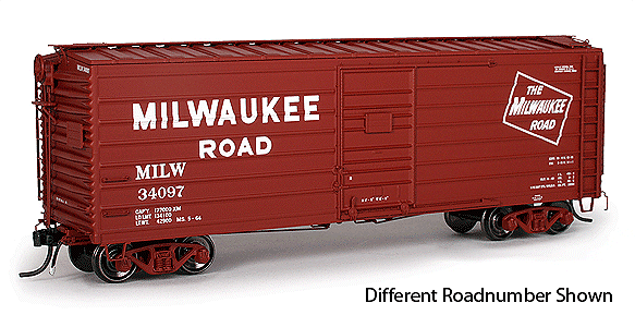 Milwaukee Road 40' Full-Length Rib-Side Boxcar - Ready to Run -- Milwaukee Road #34270 (1963 Repaint, Boxcar Red)