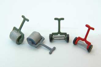 Unpainted Metal Castings -- 2 Each: Hand Mower, Rollers