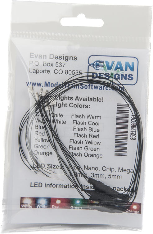 Mega Chip LED High Brightness SMD Style w/8" 20.3cm Wire Leads -- Red 3/16 x 3/16 x 1/16" 5 x 5 x 2mm 7-19V AC or DC pkg(5)