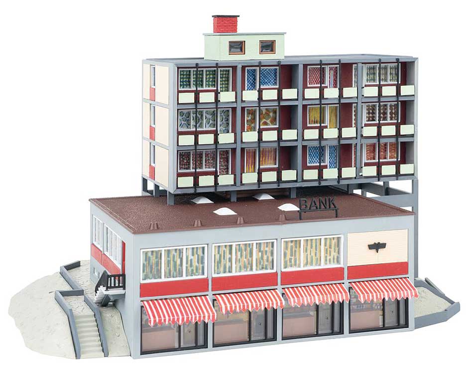 B-928 Modern Bank Building with Faller Magazine Reprint -- Kit - 9-3/8 x 6-1/2 x 6-1/4" 23.8 x 16.5 x 15.8cm-2