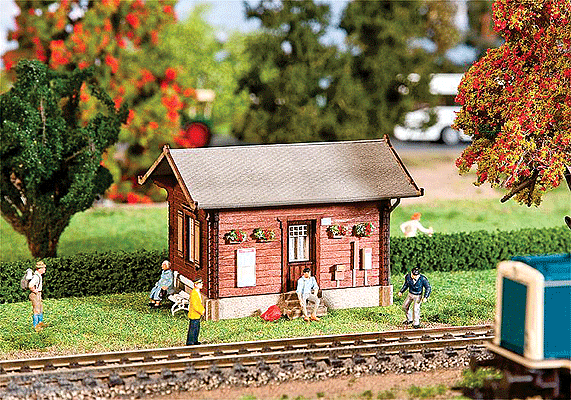 Wood Country Station - Kit (Precolored Laser-Cut Wood & Card) -- 3 x 2-3/8 x 2" 7.6 x 6 x 5.3cm