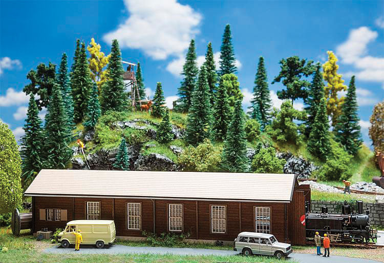 Filisur Engine House/Shed -- Laser-Cut Wood Kit - 28.3 x 8.6 x 7.1cm, Max Engine Length 26cm-1