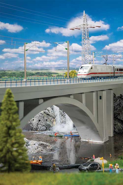 Modern Arched Double-Track Bridge -- Kit - 101.5 x 13.7 x 21.7cm-3