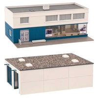 Bus Maintenance Facility -- Kit - Office: 8-1/2 x 5-3/8 x 3-1/2" 21.6 x 13.6 x 8.9cm, Garage: 8-3/8 x 5