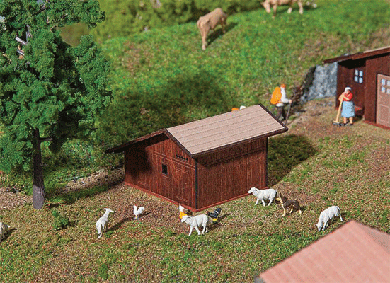 Stugi-Stuis Small Livestock Stable -- Laser-Cut Wood Kit - 2-1/4 x 2-1/4 x 1-3/8" 5.6 x 5.7 x 3.6cm-1