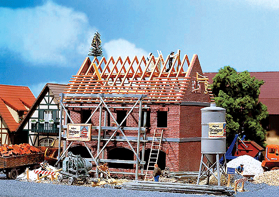 2-Family House Under Construction -- 8-13/32 x 6-31/64 x 5-13/64" 21 x 16.2 x 13cm