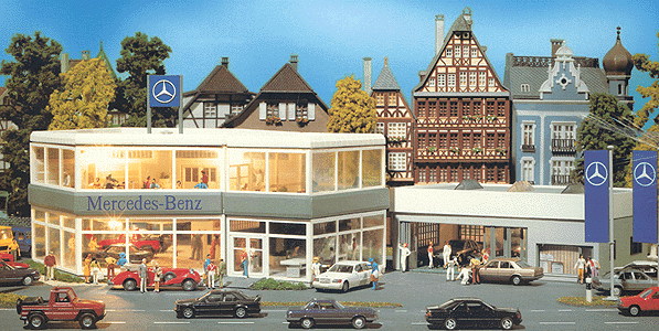 Mercedes-Benz Dealership -- 9-1/4 x 7-1/2" 23.7 x 19.7cm & 6 x 3-3/4" 15.5 x 9.5cm
