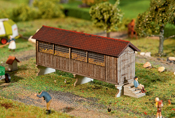 Horizontal Wood Corn Crib - Kit (Laser-Cut Card) -- 4-1/8 x 1-3/16 x 1-13/16" 10.5 x 3 x 4.6cm