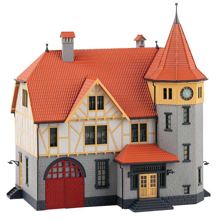 Town Hall with Fire Department Garage -- Kit - 8-1/8 x 6-5/8 x 8-1/2" 20.6 x 16.8 x 21.5cm-3