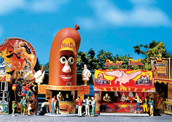 Hot Dog Man & Power Ball Booths -- Kit - Hot Dog: 2-1/2 x 1-5/8 x 2-3/8"; Power Ball: 2-11/16 x 1-3/4 x 3-27/3