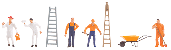 Street Sweeper & Ditch Diggers -- 6 Men, 2 Ladders, Wheelbarrow