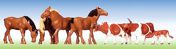 Animals -- 4 Each: Cows & Horses (brown)