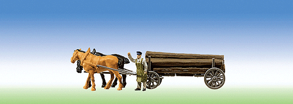 Lumber Wagon -- w/2 Horses & Figure