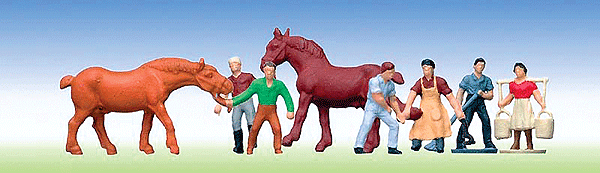 Workers -- Workers at the Blacksmith's (6 Workers, 2 Horses)