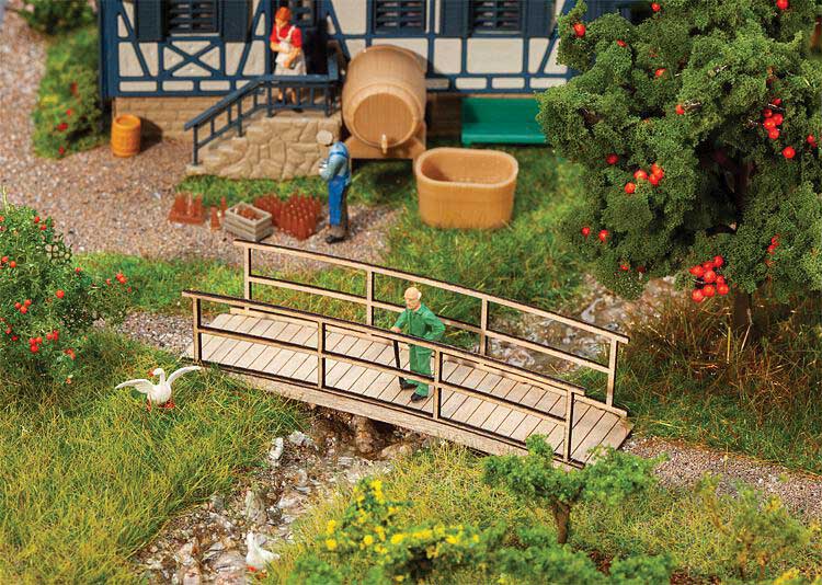 Small Wood Footbridge -- Laser-Cut Kit - 2-15/16 x 3/4 x 3/4" 7.4 x 2 x 1.9cm-1